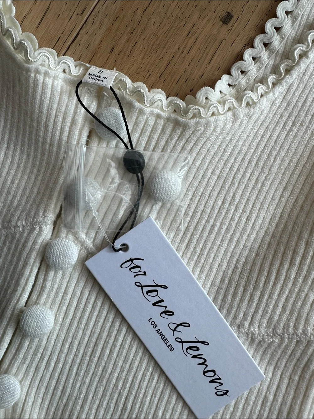 For Love & Lemons Pointelle Crop Tank Top - Picture 2 of 3